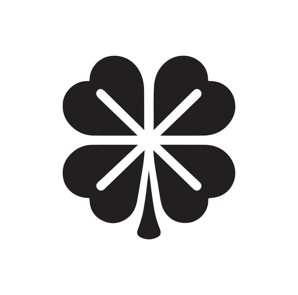 Four-leaf clover icon illustration. Black icon isolated on white background. Clover silhouette. vector