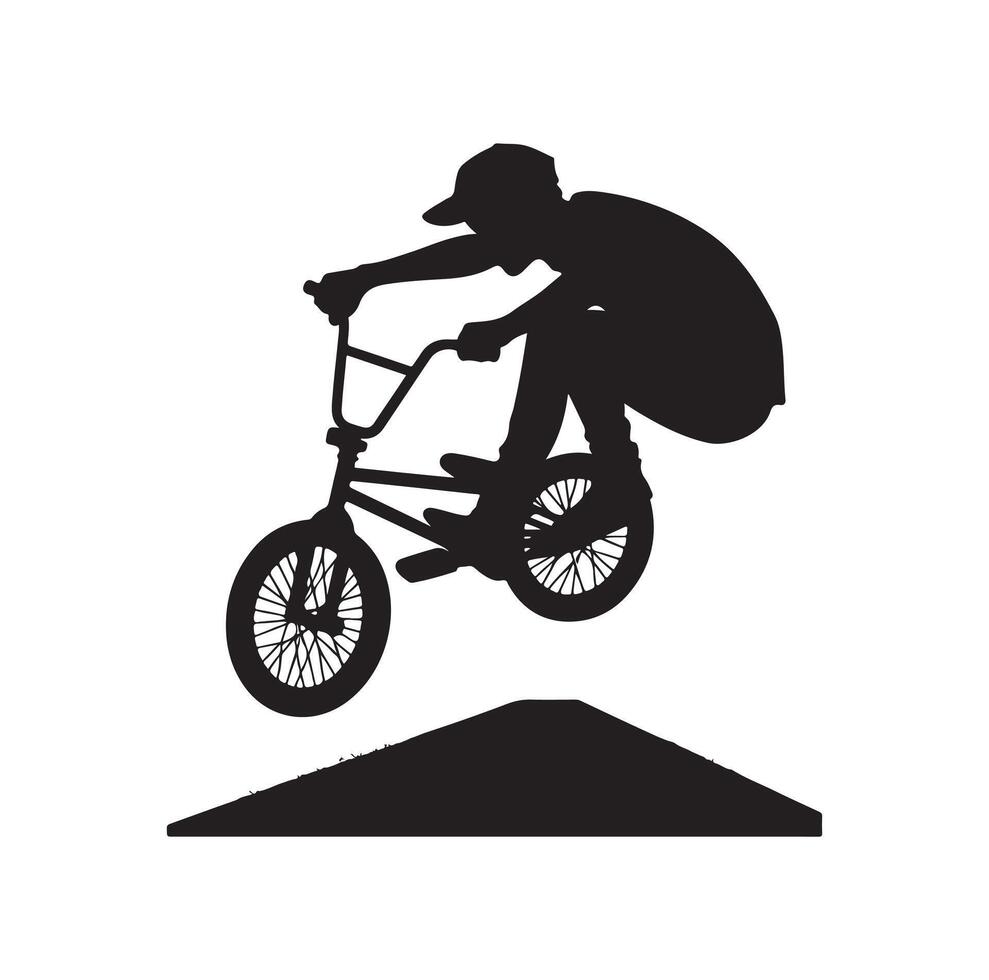 Professional bmx bicycle player silhouette. illustration vector