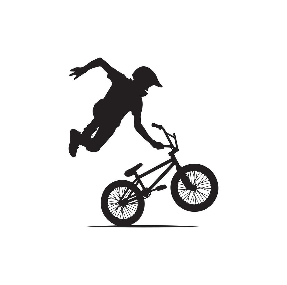 Professional bmx bicycle player silhouette. illustration vector