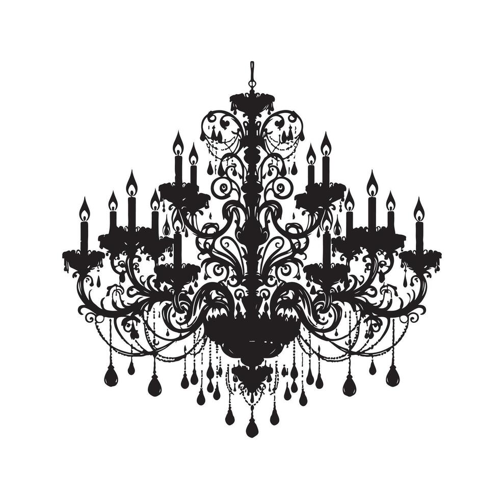 chandelier illustration icon silhouette style vector