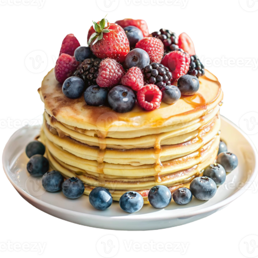 pancake cake with berries and syrup 46347538 PNG
