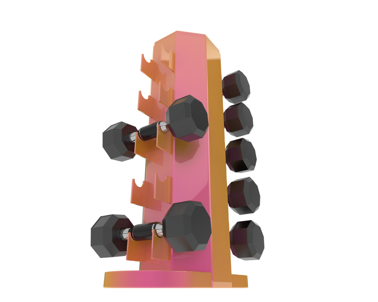 Weight tree with dumbbells isolated on background. 3d rendering - illustration png