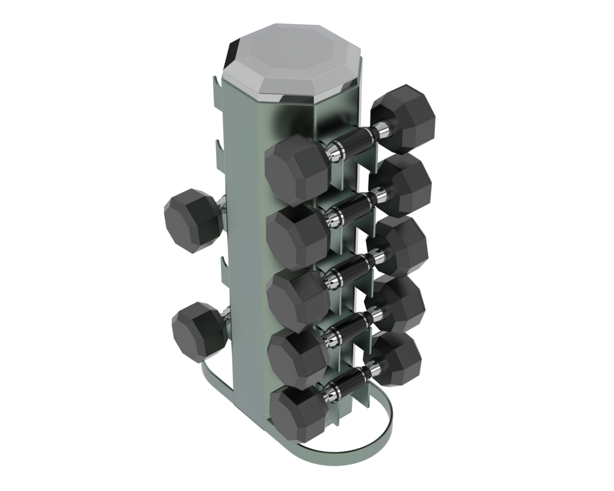 Weight tree with dumbbells isolated on background. 3d rendering - illustration png