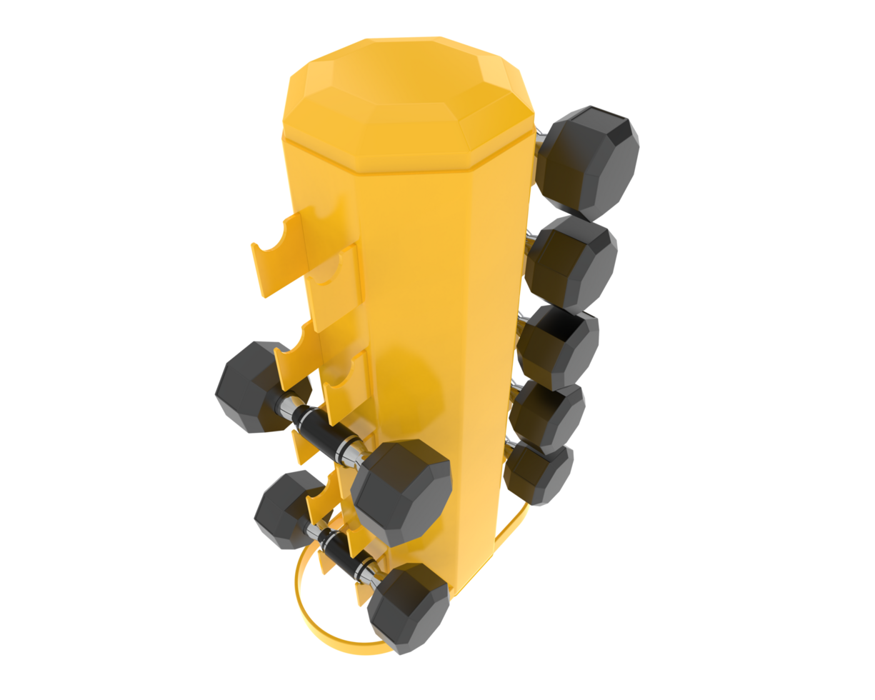 Weight tree with dumbbells isolated on background. 3d rendering - illustration png