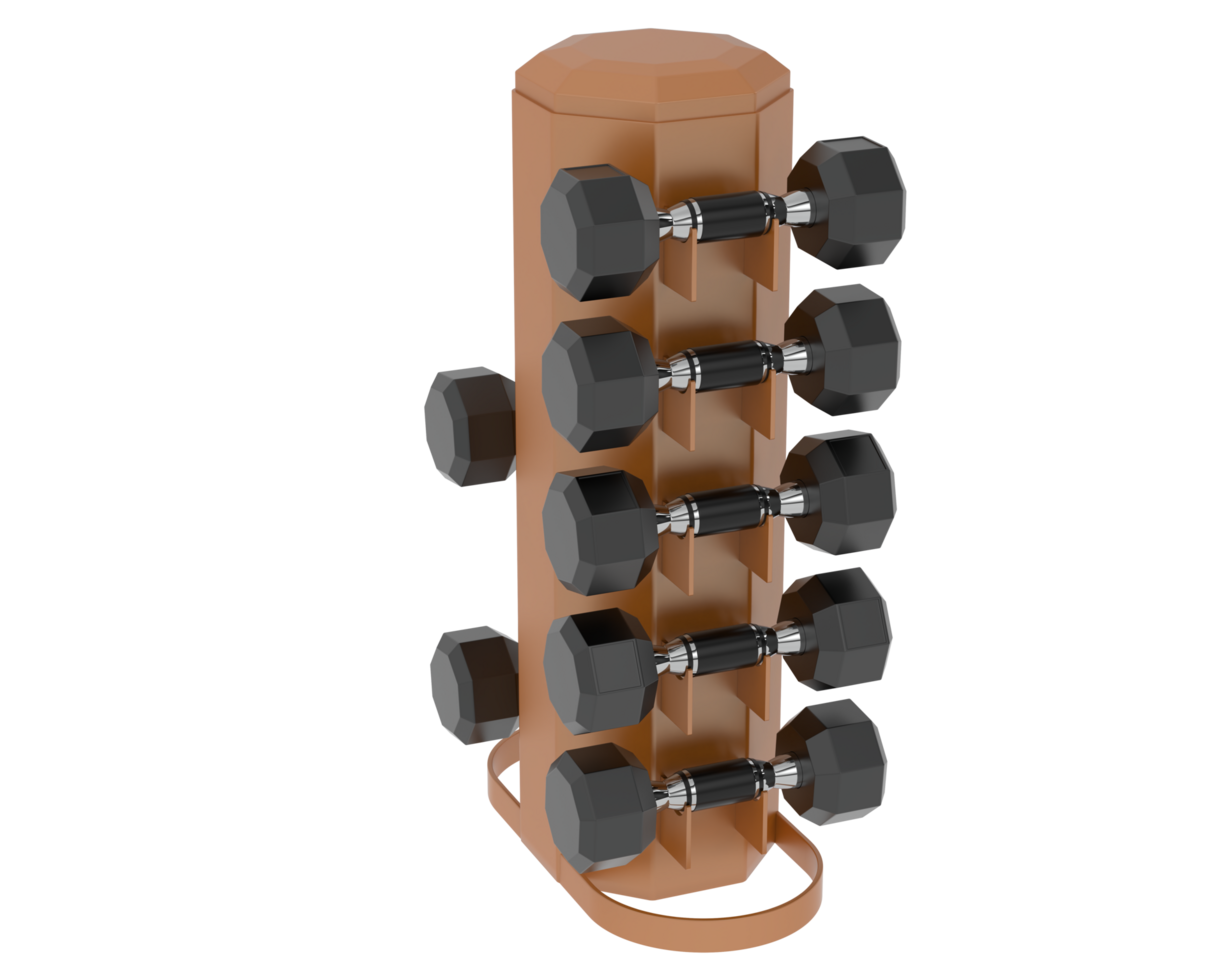 Weight tree with dumbbells isolated on background. 3d rendering - illustration png
