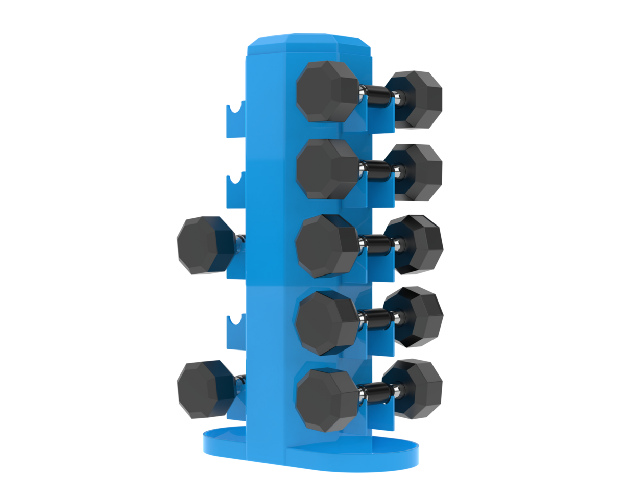 Weight tree with dumbbells isolated on background. 3d rendering - illustration png
