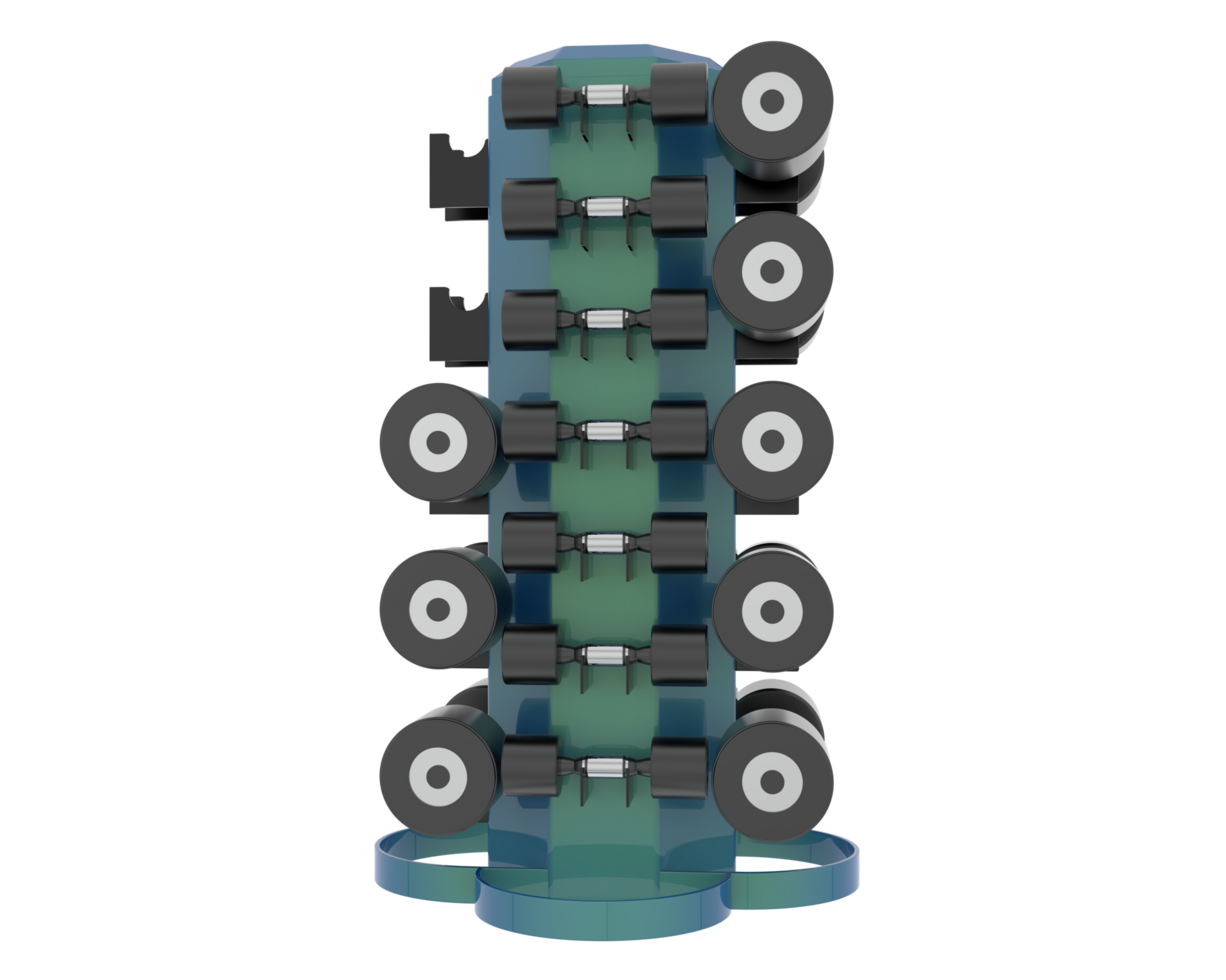 Weight tree with dumbbells isolated on background. 3d rendering - illustration png