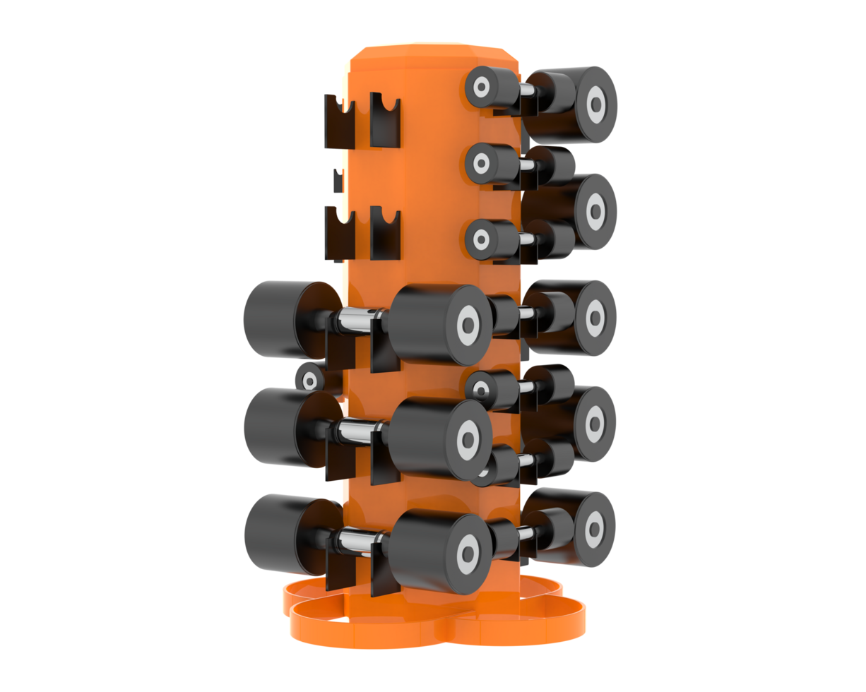 Weight tree with dumbbells isolated on background. 3d rendering - illustration png