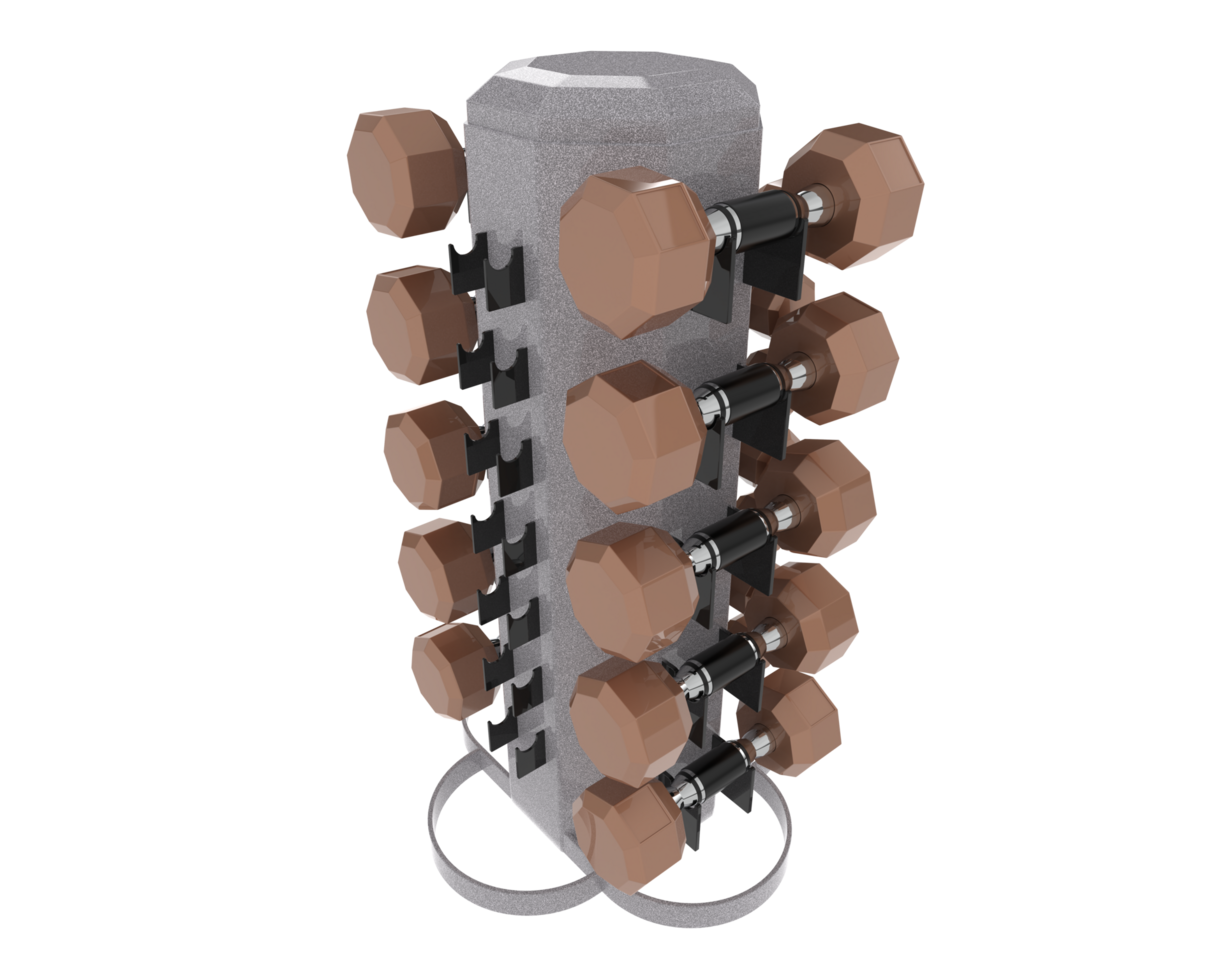 Weight tree with dumbbells isolated on background. 3d rendering - illustration png