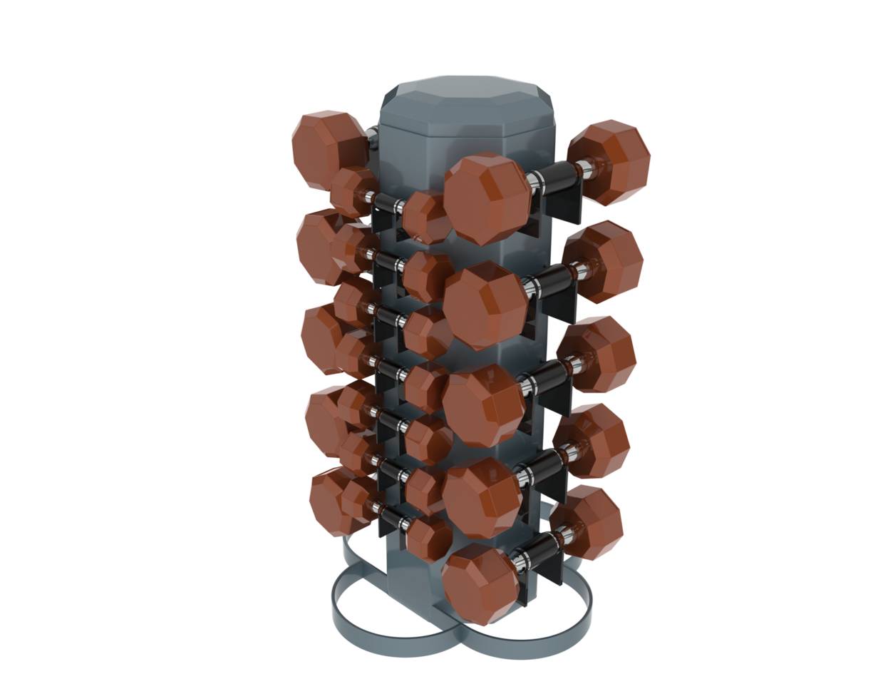 Weight tree with dumbbells isolated on background. 3d rendering - illustration png