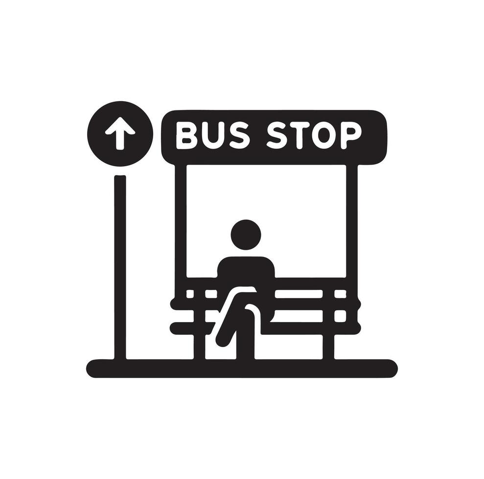 Bus stop icon illustration vector
