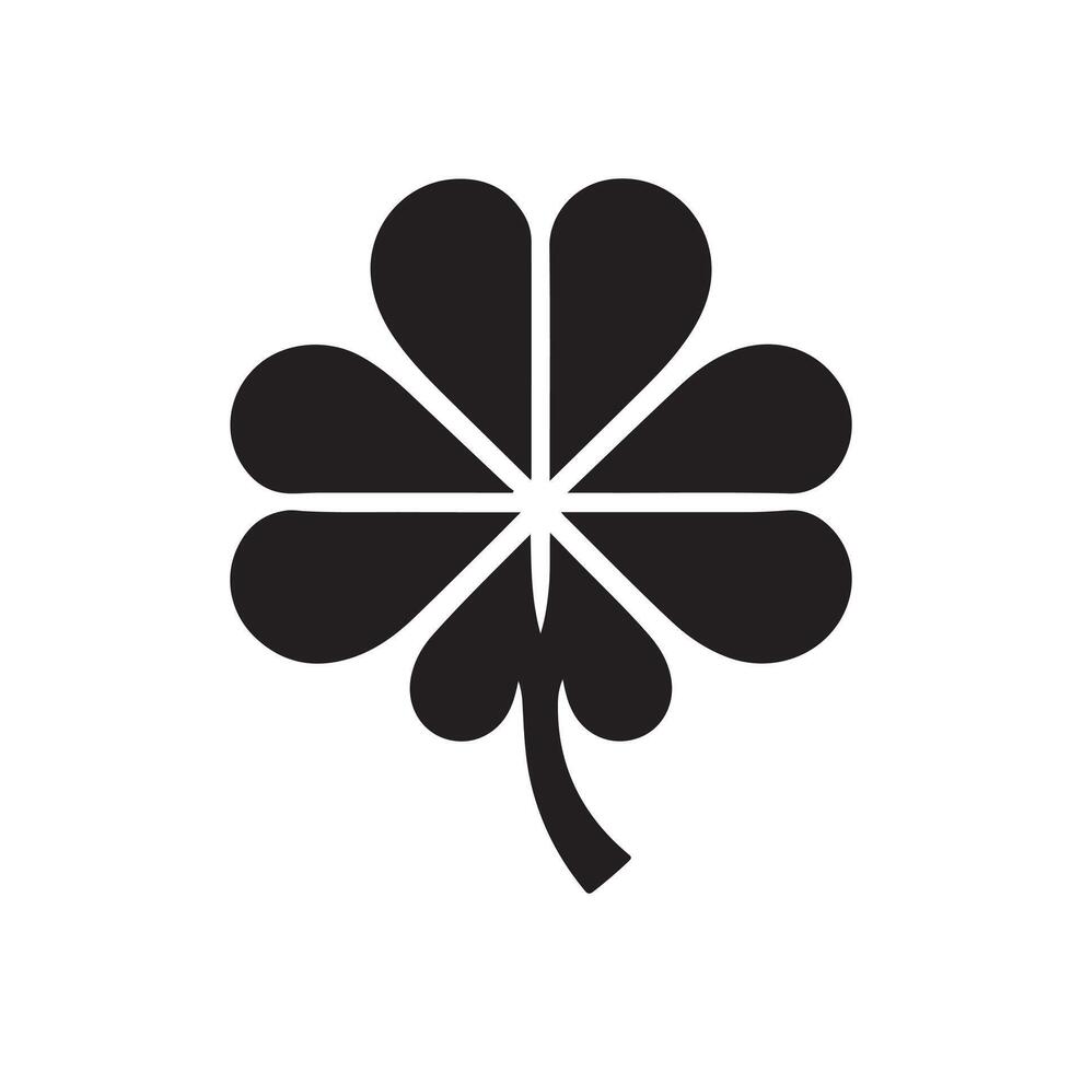 Four-leaf clover icon illustration. Black icon isolated on white background. Clover silhouette. vector