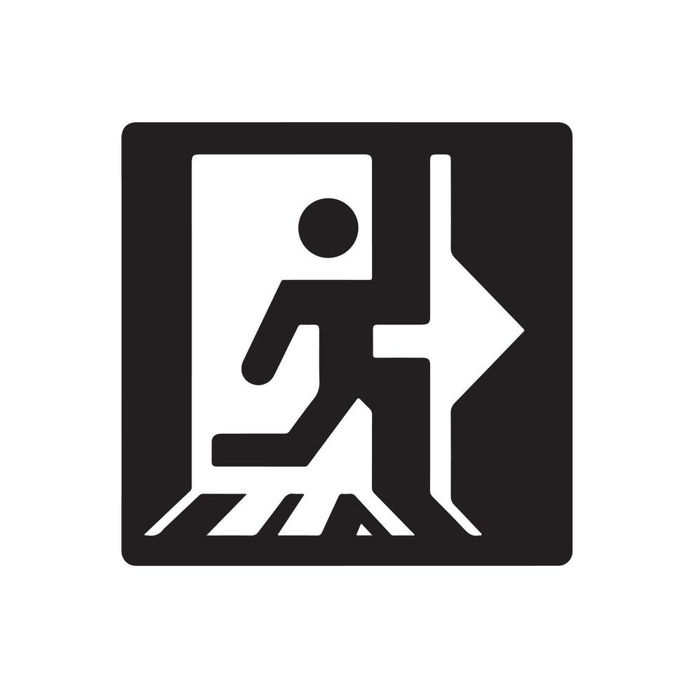 Emergency exit illustration, escape route sign and symbol vector