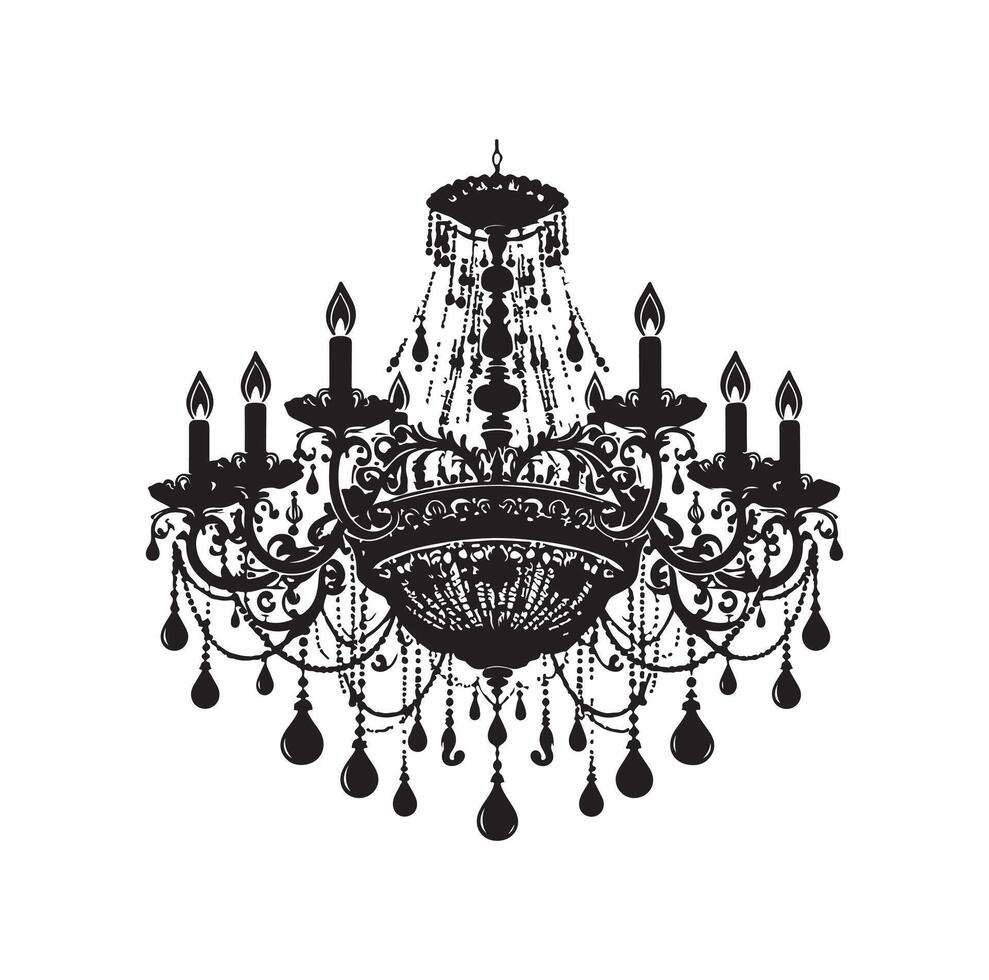 chandelier illustration icon silhouette style vector