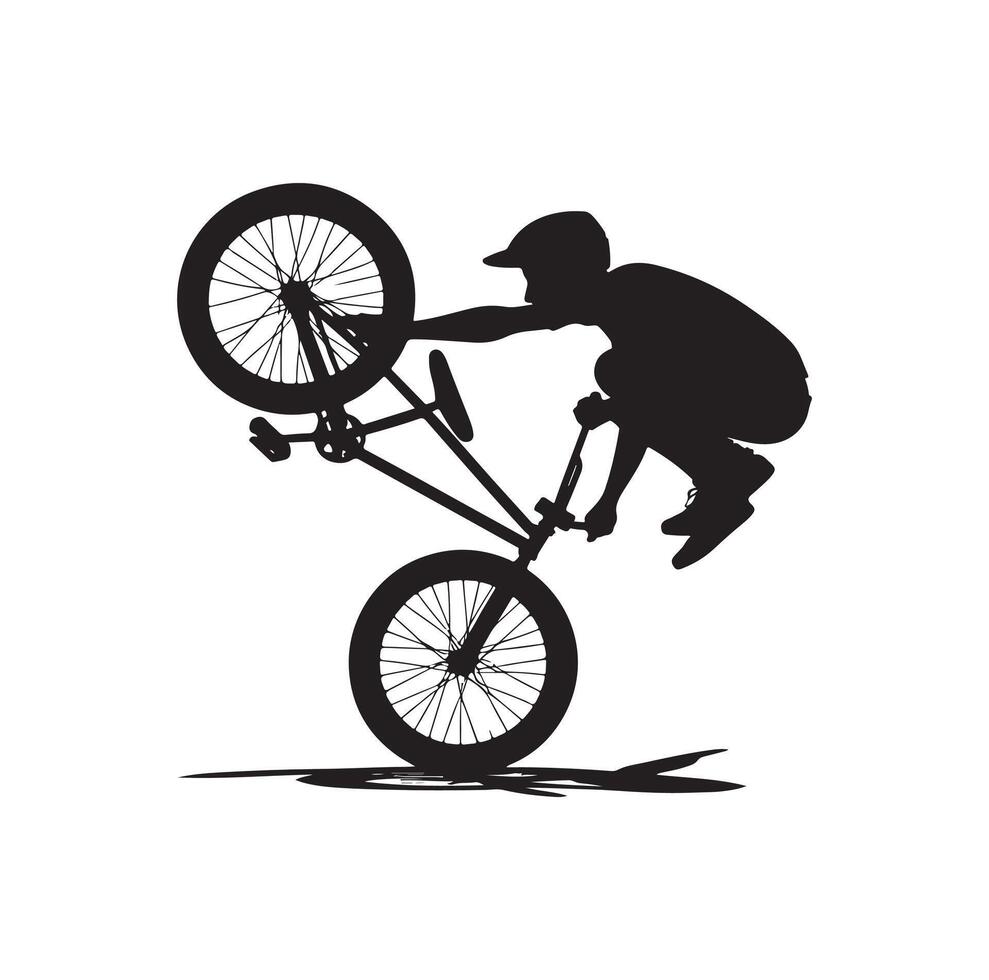 Professional bmx bicycle player silhouette. illustration vector
