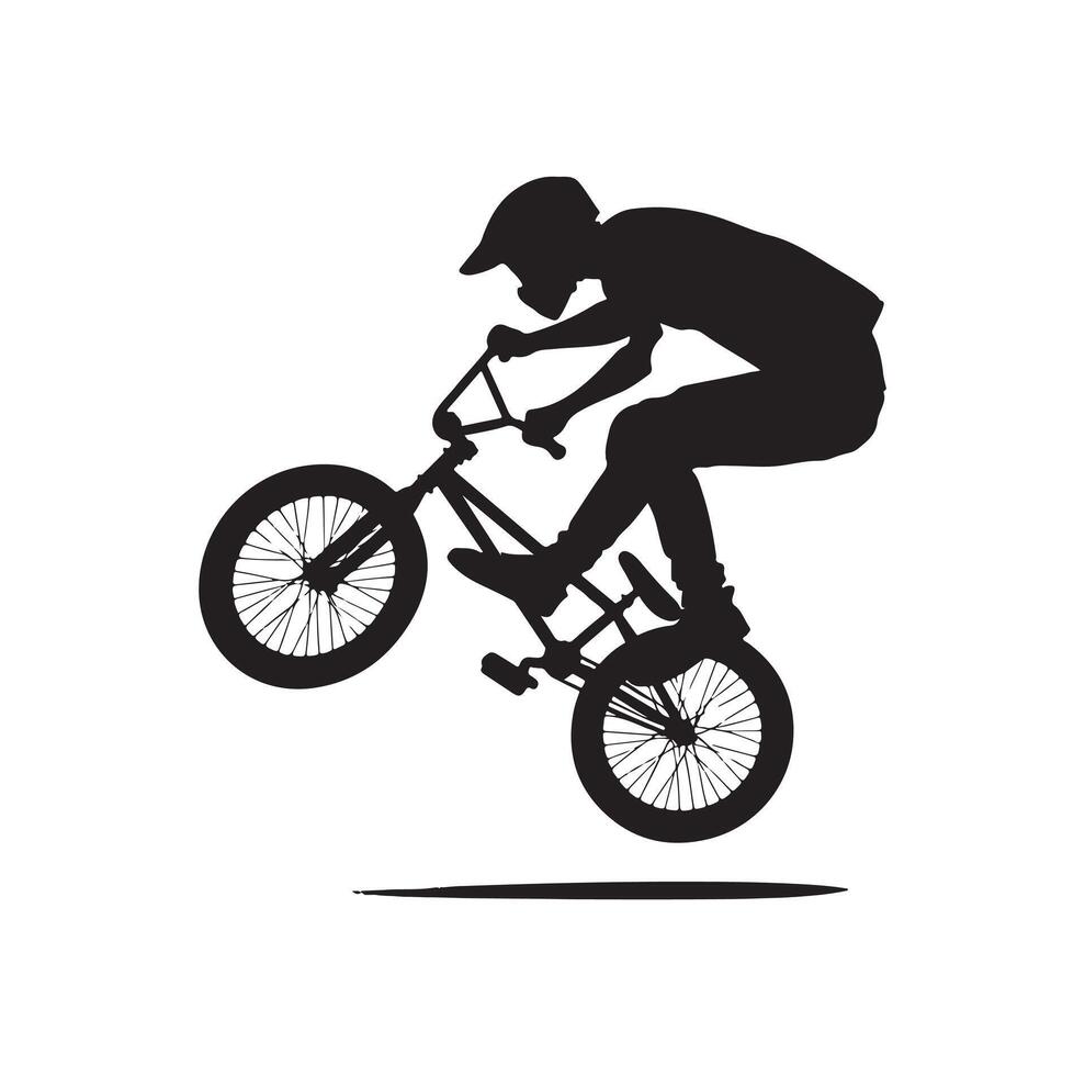 Professional bmx bicycle player silhouette. illustration vector