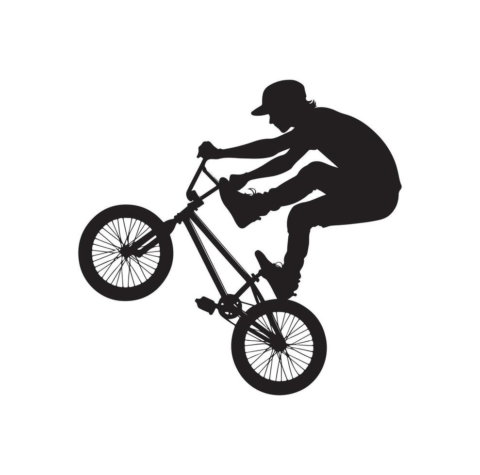 Professional bmx bicycle player silhouette. illustration vector
