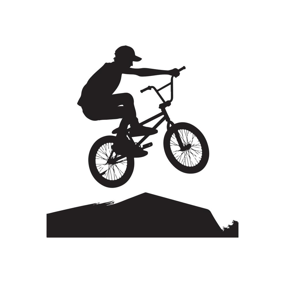 Professional bmx bicycle player silhouette. illustration vector