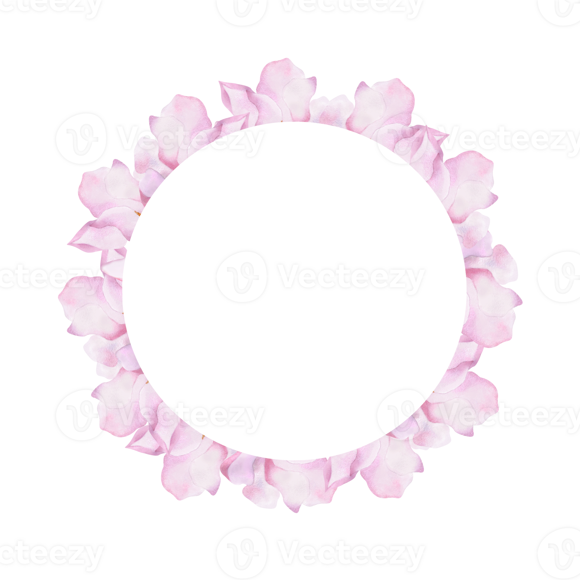 Watercolor floral wreath with pink magnolia flower Circle frame for