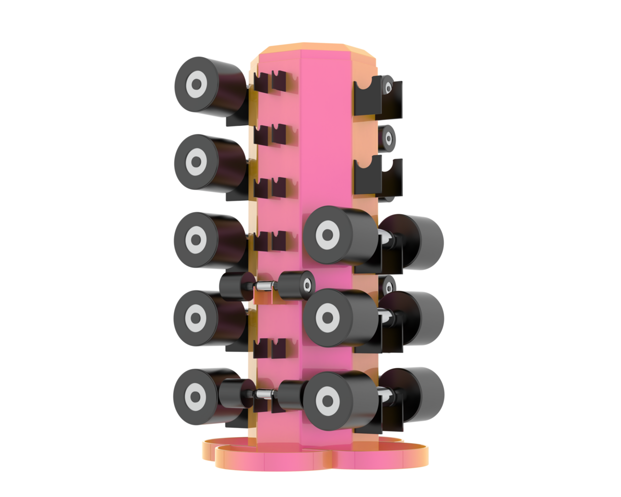 Weight tree with dumbbells isolated on background. 3d rendering - illustration png