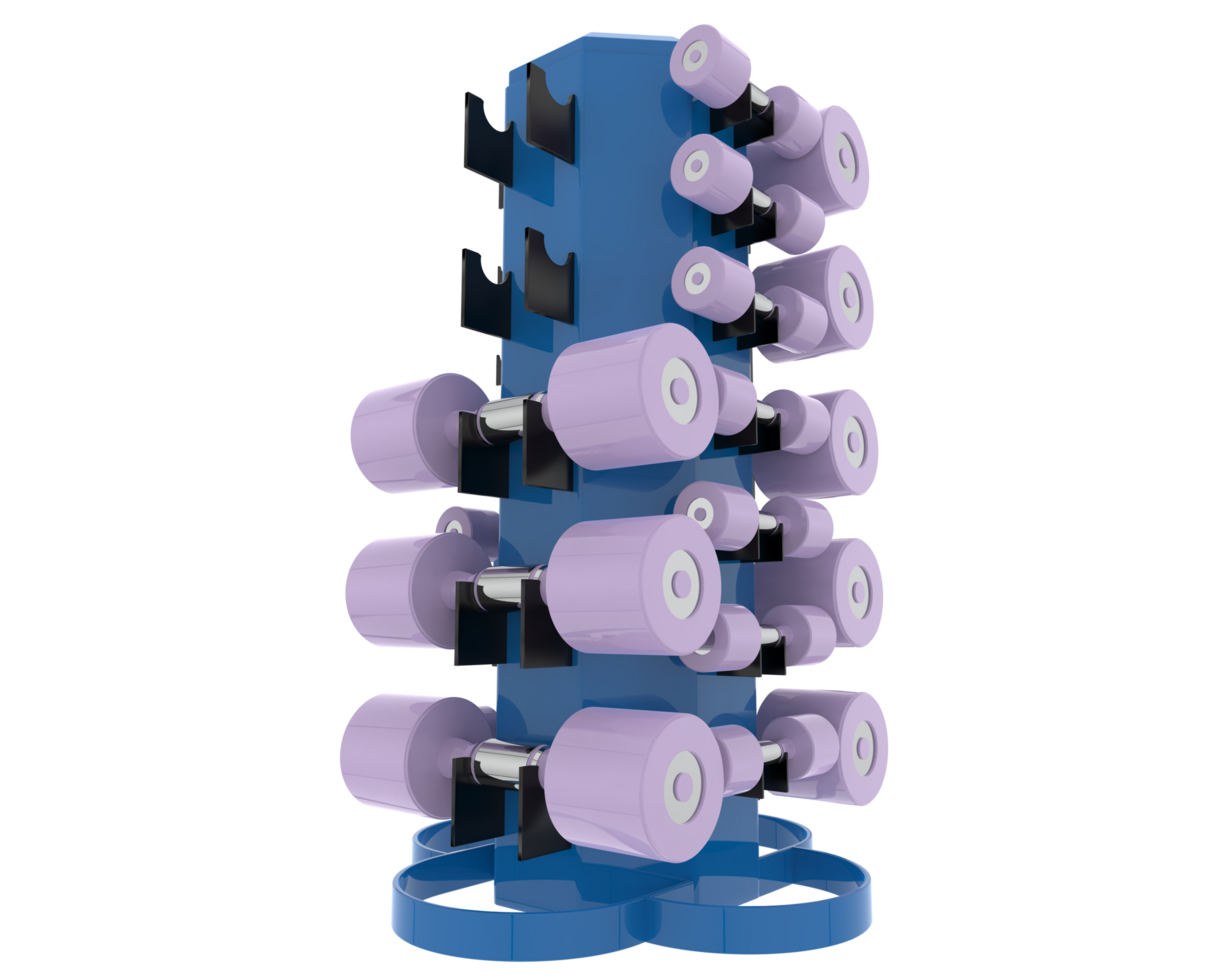 Weight tree with dumbbells isolated on background. 3d rendering - illustration png