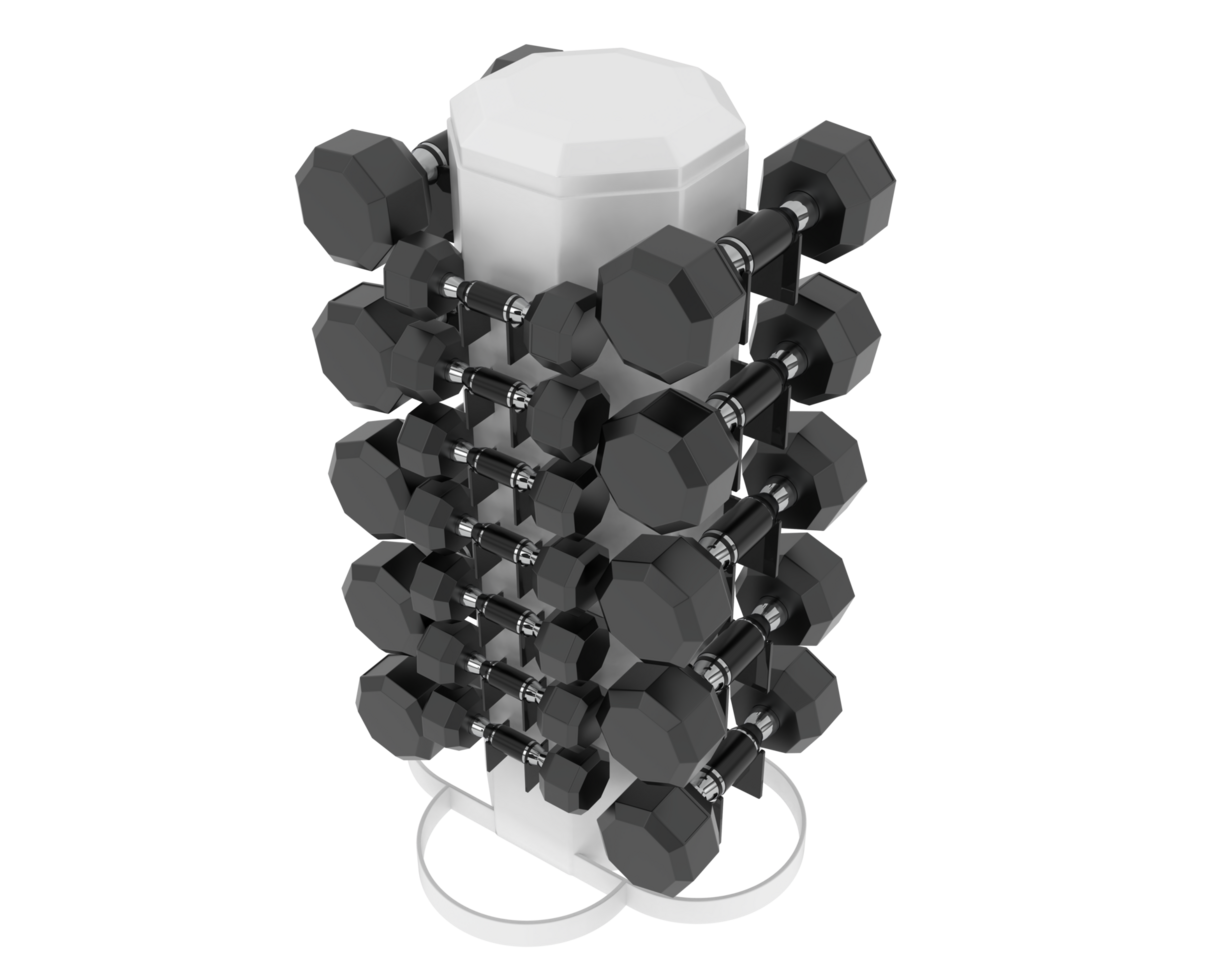 Weight tree with dumbbells isolated on background. 3d rendering - illustration png