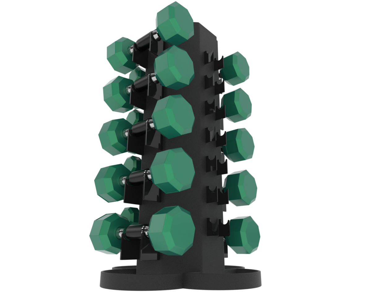 Weight tree with dumbbells isolated on background. 3d rendering - illustration png