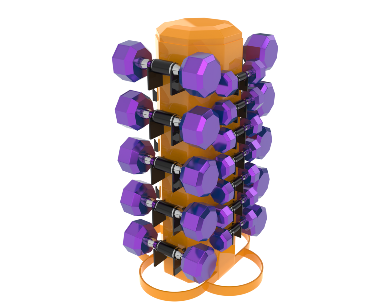 Weight tree with dumbbells isolated on background. 3d rendering - illustration png