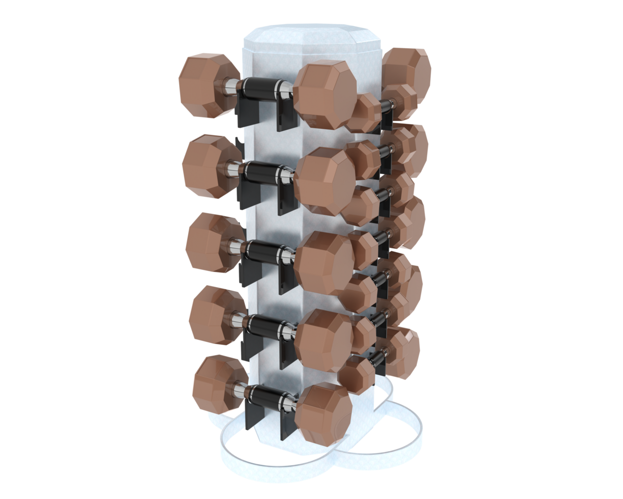 Weight tree with dumbbells isolated on background. 3d rendering - illustration png