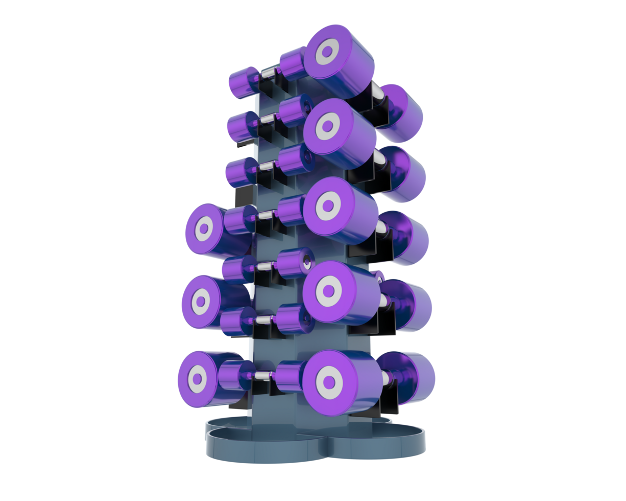 Weight tree with dumbbells isolated on background. 3d rendering - illustration png