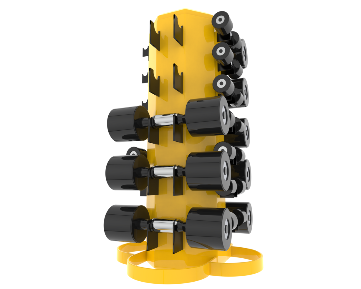 Weight tree with dumbbells isolated on background. 3d rendering - illustration png