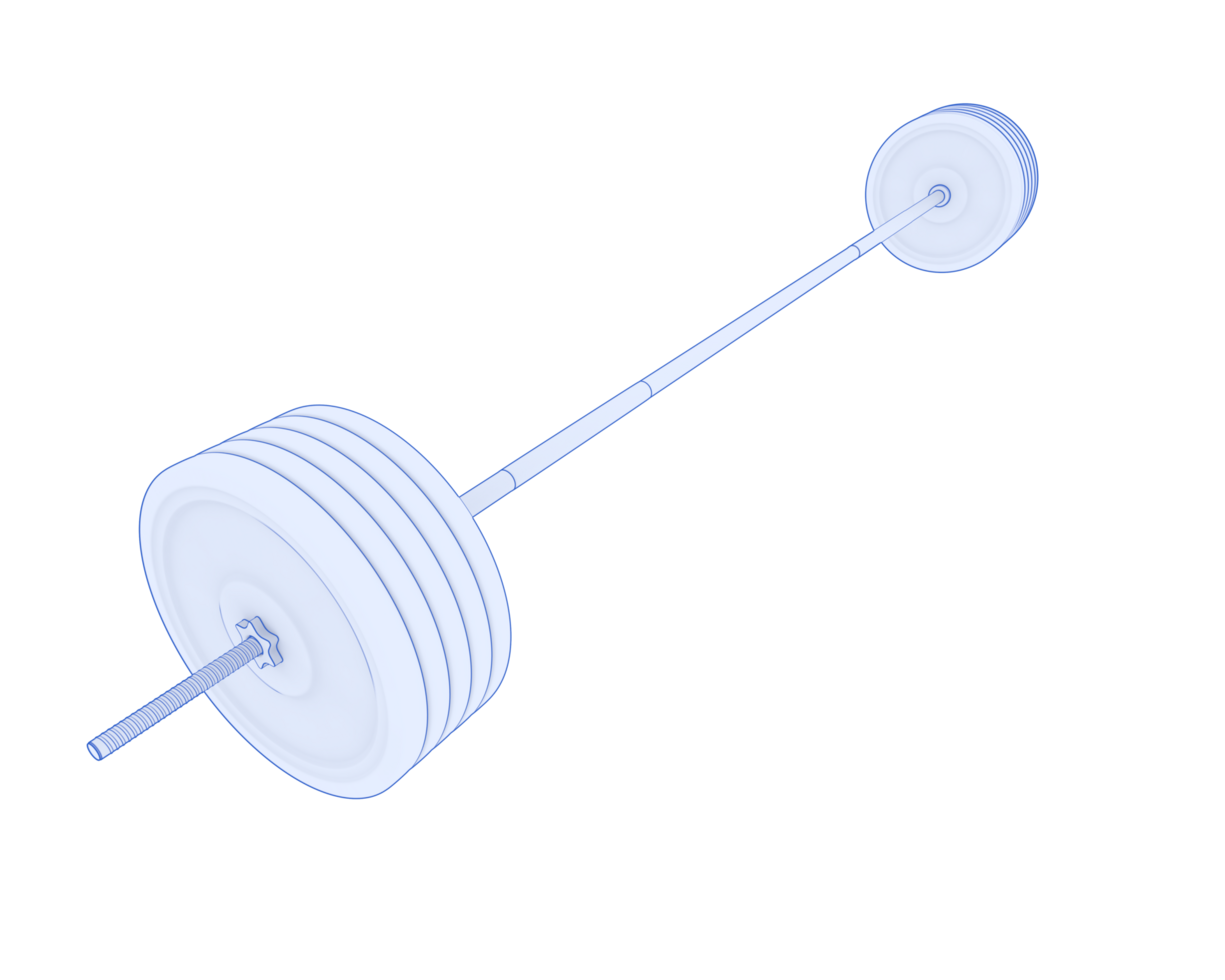 Barbell isolated on background. 3d rendering - illustration png