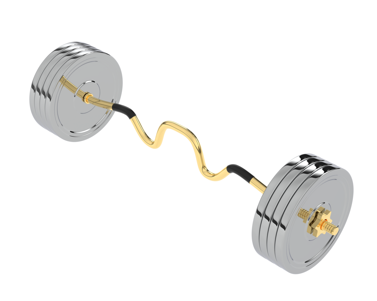 Barbell isolated on background. 3d rendering - illustration png