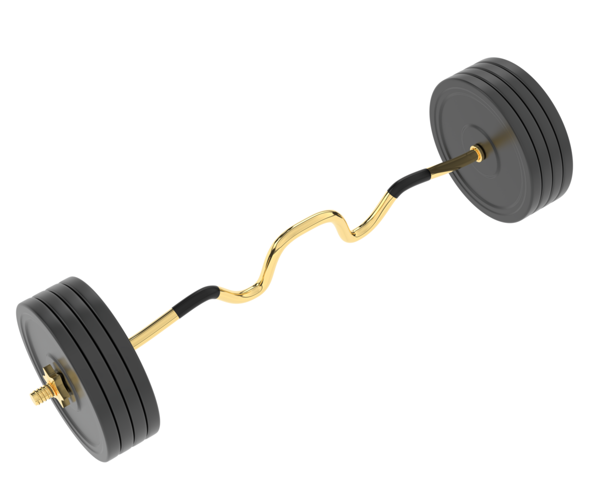 Barbell isolated on background. 3d rendering - illustration png
