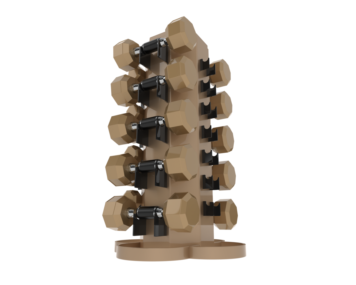 Weight tree with dumbbells isolated on background. 3d rendering - illustration png