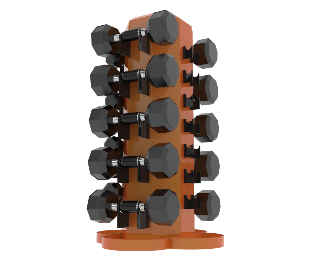 Weight tree with dumbbells isolated on background. 3d rendering - illustration png