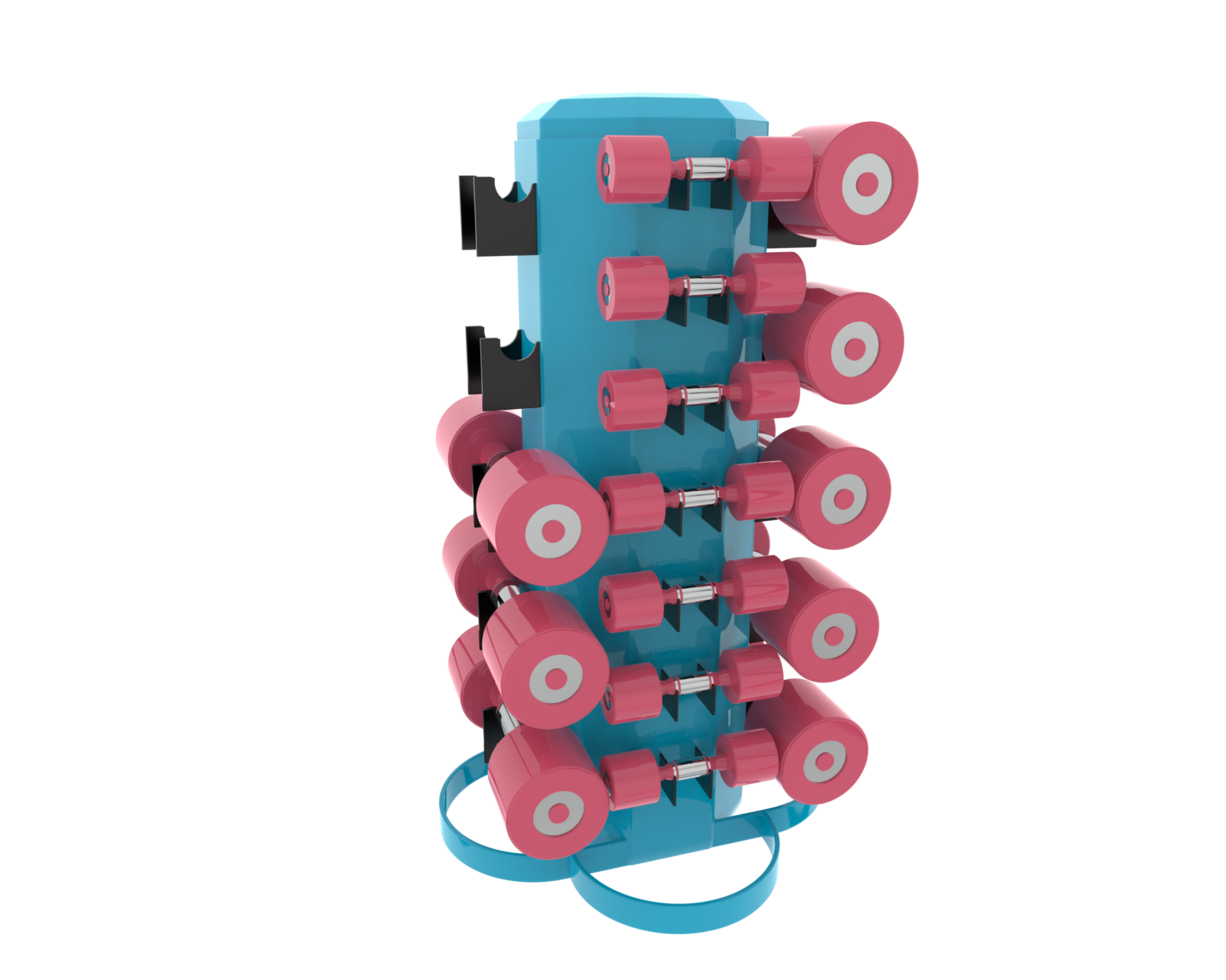 Weight tree with dumbbells isolated on background. 3d rendering - illustration png