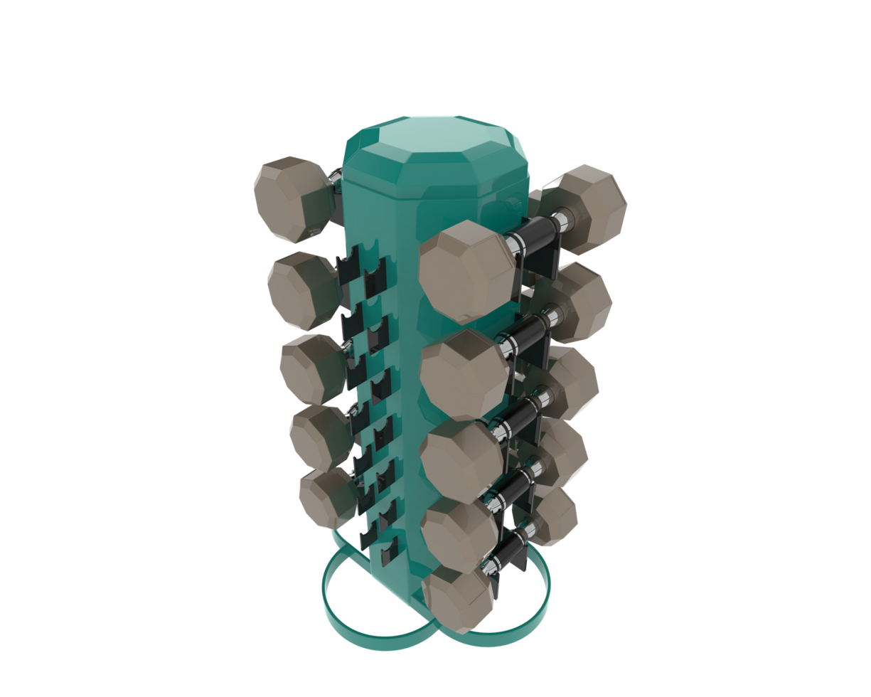 Weight tree with dumbbells isolated on background. 3d rendering - illustration png