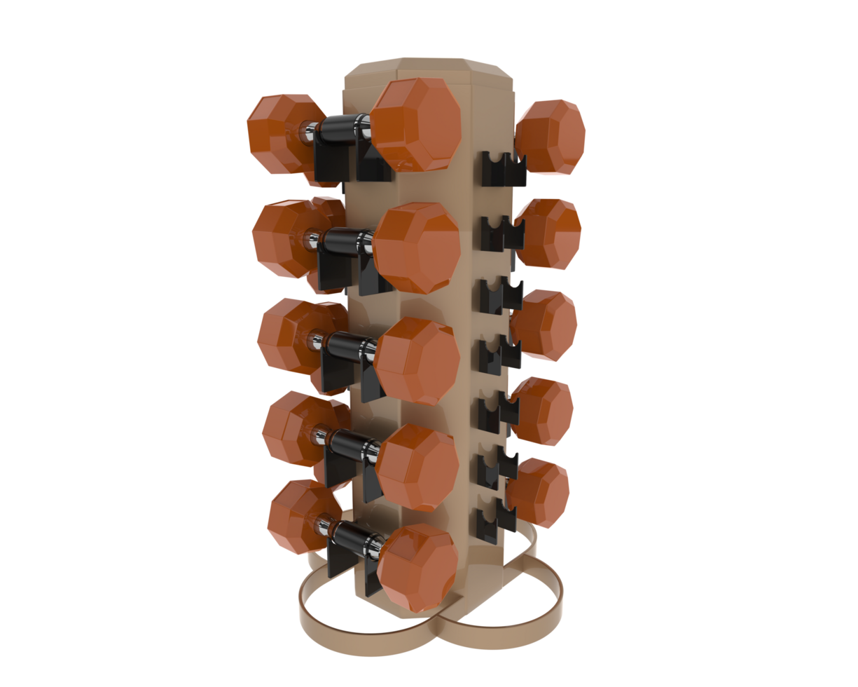 Weight tree with dumbbells isolated on background. 3d rendering - illustration png