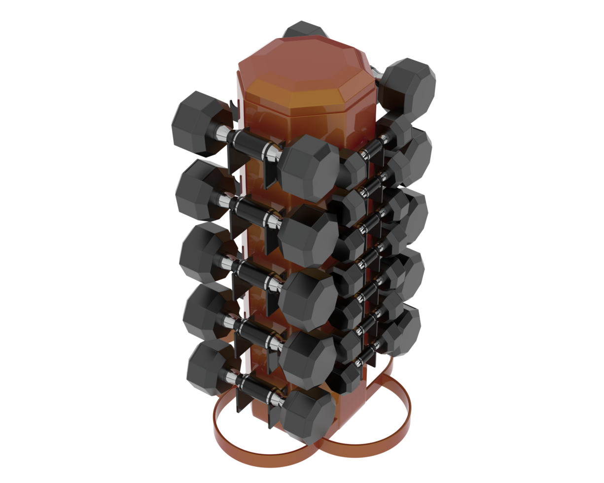 Weight tree with dumbbells isolated on background. 3d rendering - illustration png