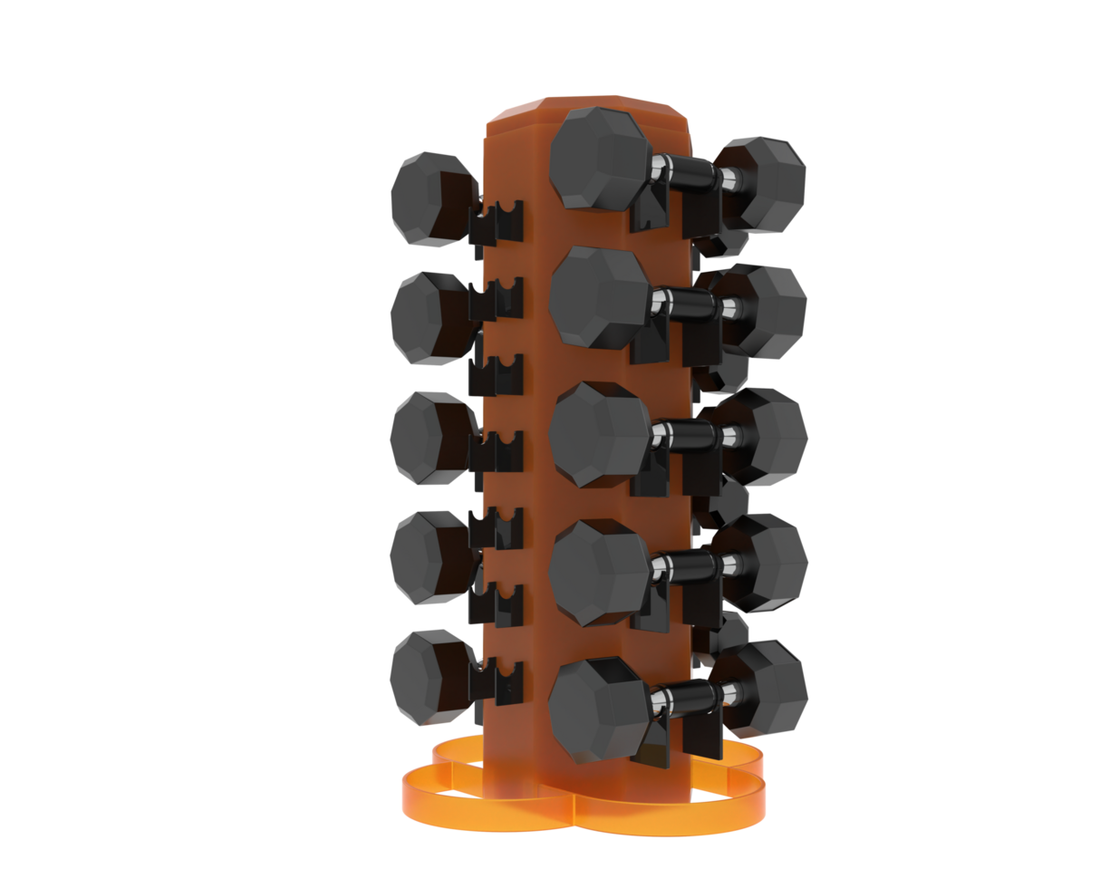 Weight tree with dumbbells isolated on background. 3d rendering - illustration png