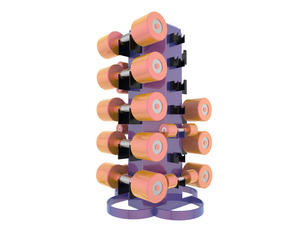 Weight tree with dumbbells isolated on background. 3d rendering - illustration png