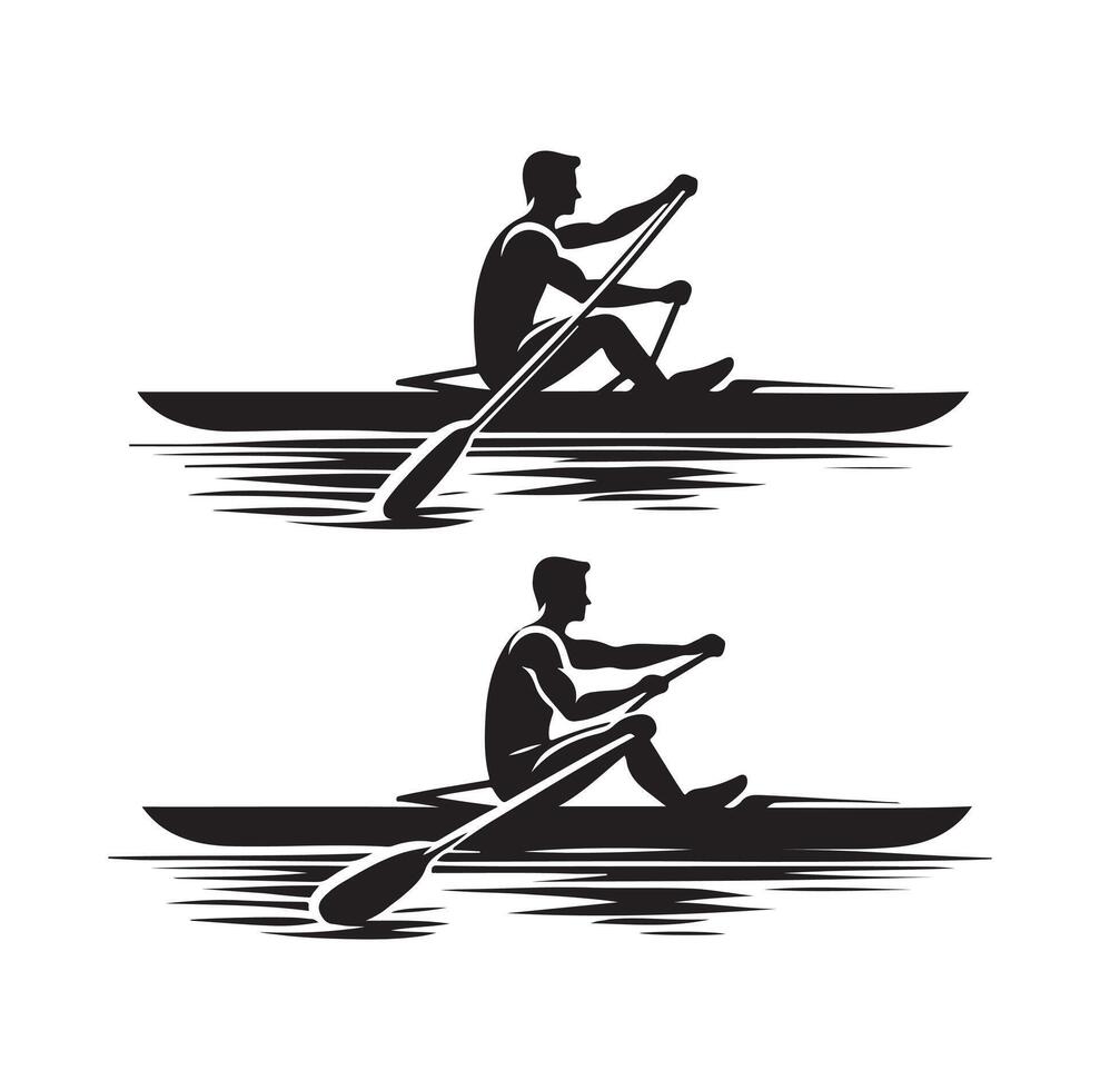 Rowing isolated silhouette illustration vector