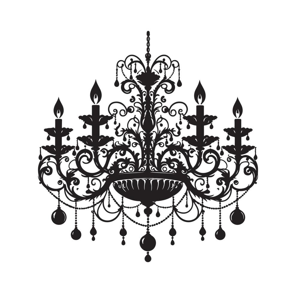 chandelier illustration icon silhouette style vector