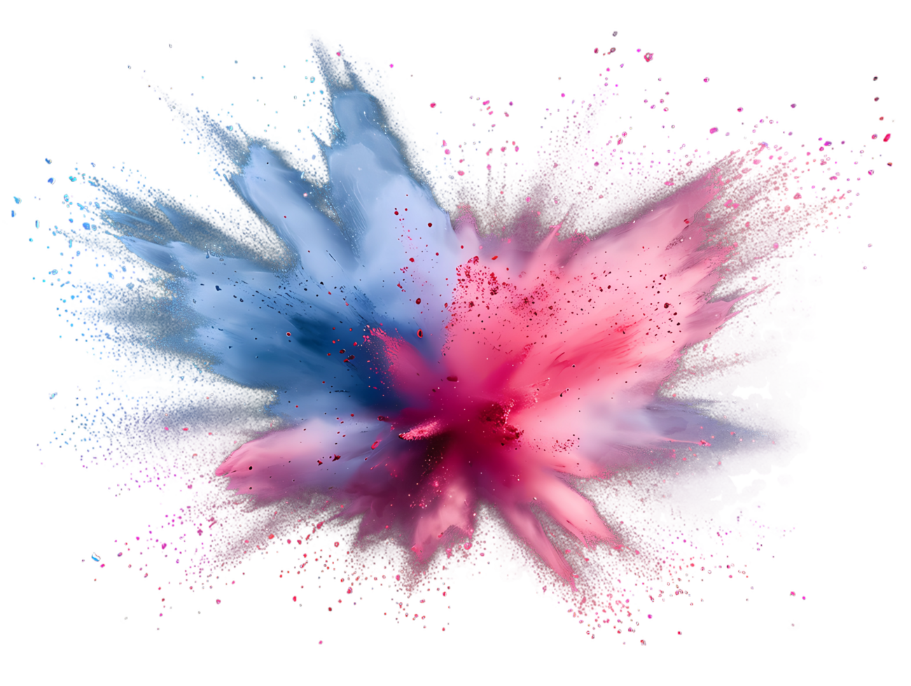 Blue and Pink Splash Powder on Transparent Background png