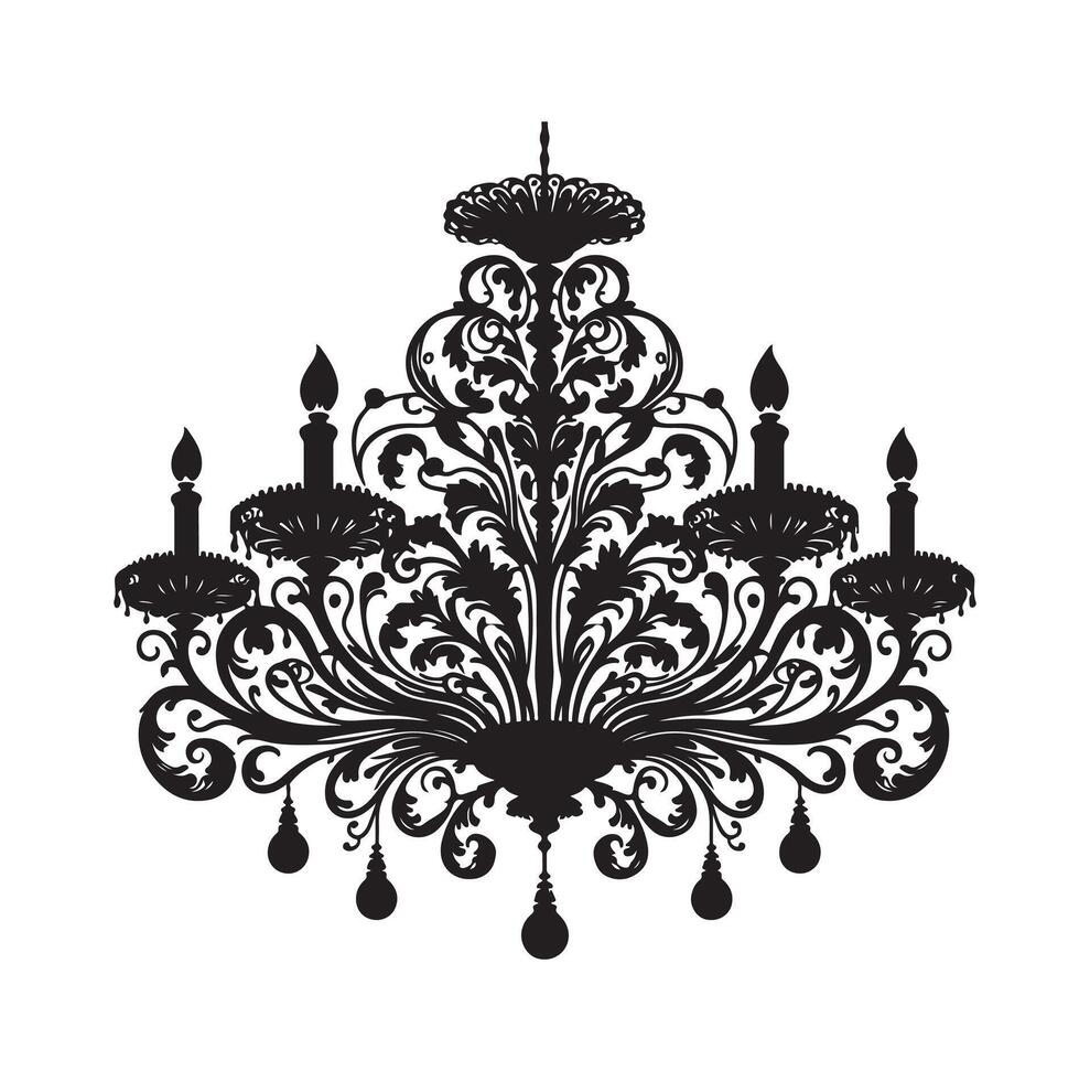 chandelier illustration icon silhouette style vector