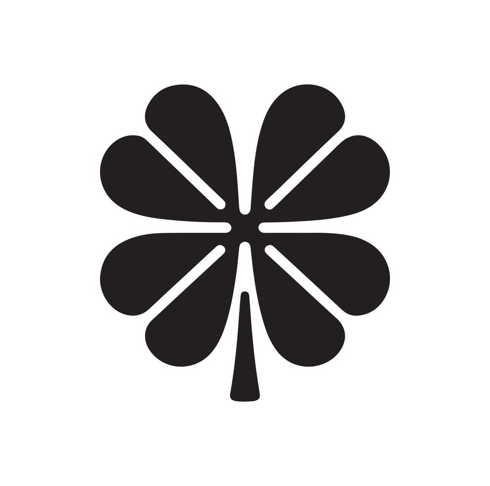 Four-leaf clover icon illustration. Black icon isolated on white background. Clover silhouette. vector