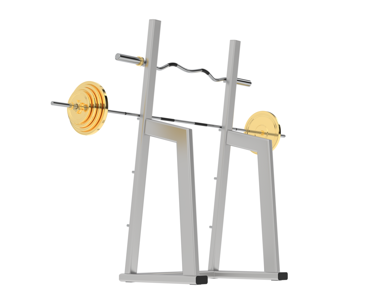Barbell on rack isolated on background. 3d rendering - illustration png