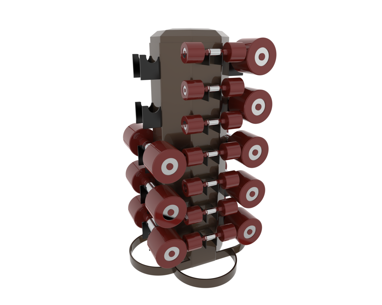 Weight tree with dumbbells isolated on background. 3d rendering - illustration png