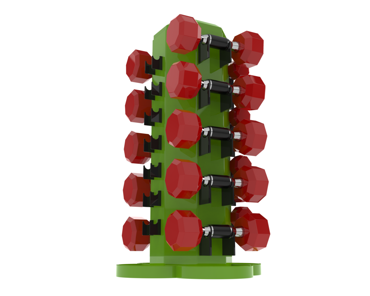 Weight tree with dumbbells isolated on background. 3d rendering - illustration png